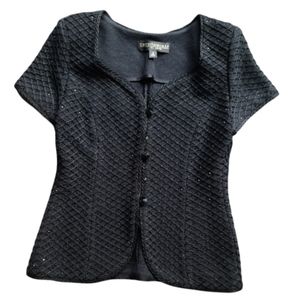 Vintage 80s Griffith Gray for St. John Black Sweater Vest Shirt Sz 4 Crystals